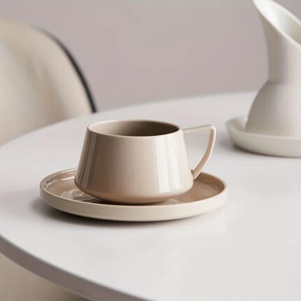 Famona Elegant Ceramic Tea & Coffee Cup with Saucer – Modern Style